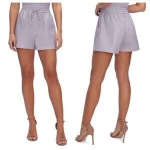 Good American Paperbag Leather Shorts Size 0 Purple Drawstring Waist Classy Chic